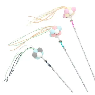 Feather Cat Teaser Wand with Bell and Bite-Resistant Plush Ball