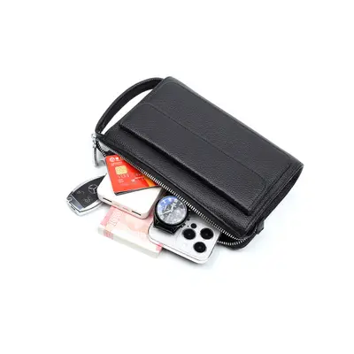 Herren-Clutch aus Echtleder mit Fingerabdruckschloss, diebstahlsicher - 4