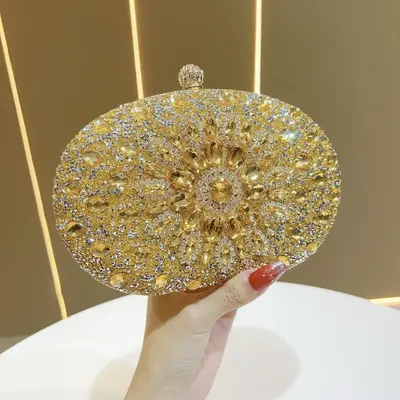 Strass-Sonnenblumen-Abendtasche, vollständig mit Strass besetzt - 8