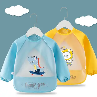 Baby Feeding Bib, Waterproof, with Pocket, Long-Sleeve, for Girls and Boys - 11