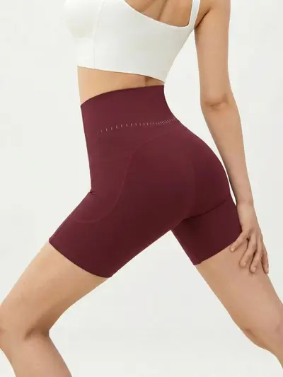Kadın Yüksek Bel Kalça Kaldırıcı Yoga Şortu Elastik Fitness Dar Şort - 2