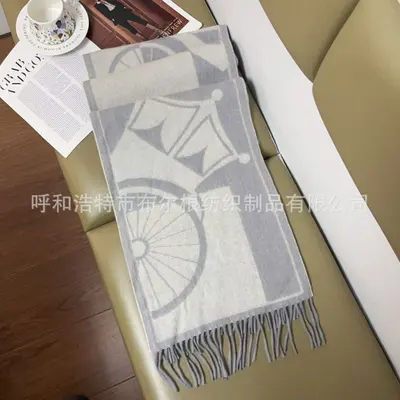 Pure Wool Jacquard Scarf for Women, Warm Autumn Winter Scarf - 10