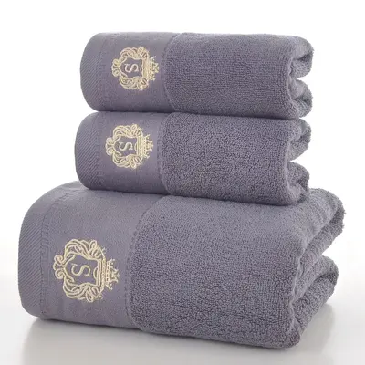Pure cotton bath towel set, 3-piece - 10