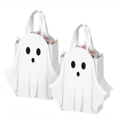 Halloween candy bag, small white ghost design, gift box - 7