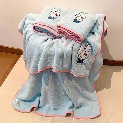 KT coral fleece 3-piece towel set, quick-drying and lint-free