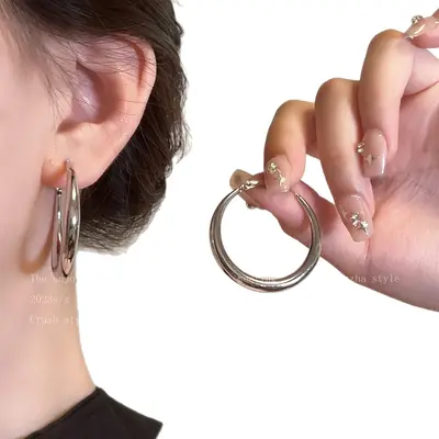 S925 gümüş halka küpe, kadın, minimal tasarım - 6