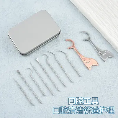 Stainless steel 304 toothpicks and titanium alloy dental floss set