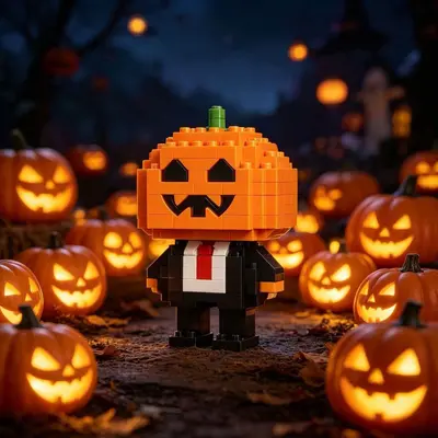 Halloween Pumpkin Ghost Witch Building Blocks, LEGO-Compatible Set - 3