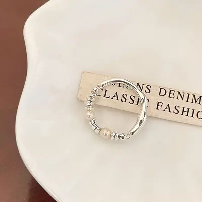 S925 Silber Perlen-Ring Damen