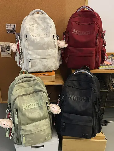 Backpack new large capacity simple urban multifunctional middle school students men and women same style school bag solid color comfortable backpack
