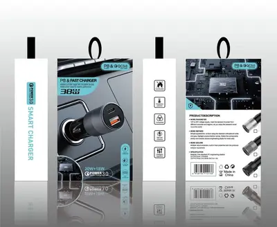 Emniyet çekiçli araba şarjı küçük çelik top araba şarjı dijital ekran sabit 12.5 araba şarjı USB + PD QC3.0 hızlı şarj - 12