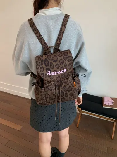 Leopard Print Women's Backpack, Large Capacity Lightweight Schoolbag - 2