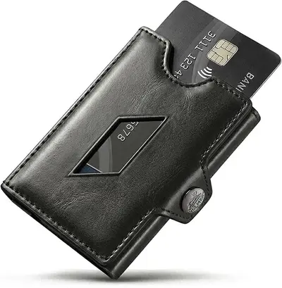 Customizable Carbon Fiber Pattern Tri-Fold Wallet with Coin Pocket and Card Slots - 7