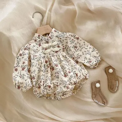 Kız Bebek Qipao Tarzı Tulum Takımı, İlkbahar Sonbahar