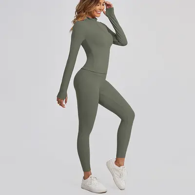 Damen Sportset Herbst Winter Pilates Yogabekleidung - 4