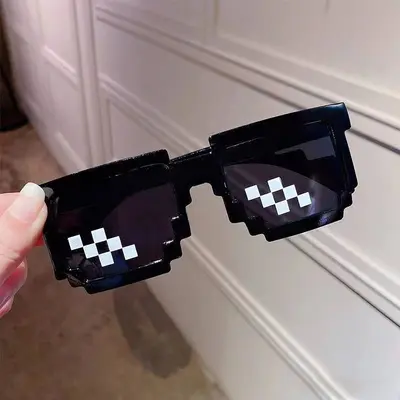 Mosaic Pixel Party Sunglasses, Black, Personalizable - 6