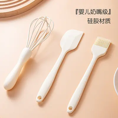 Silikon pişirme 3 parçalı kek kremalı spatula kazıyıcı mutfak ev yumurta çırpıcı barbekü yağ fırçası gadget