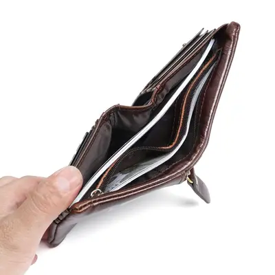 1046 Genuine Cowhide Leather Men's Short Wallet with Card Holder - 4