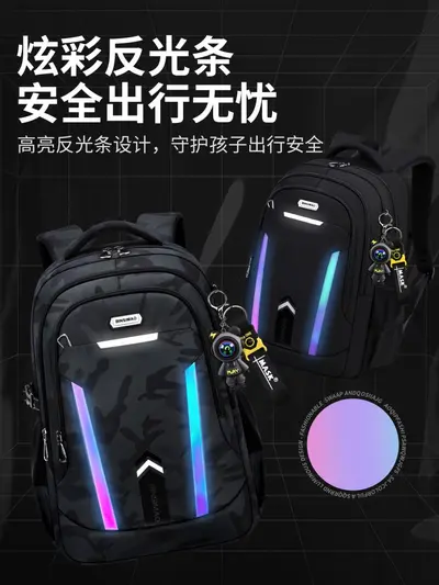 Boys' Schoolbag for Junior and High School Students, Large Capacity, Spine Protection - 5