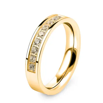 4mm zirkon paslanmaz çelik yüzük, minimalist stil - 8