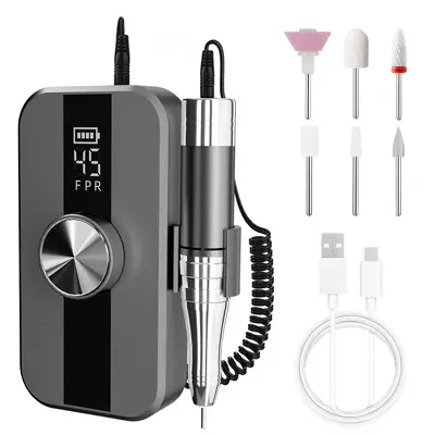 Electric Nail Drill Manicure Pedicure Tool Set Portable Rechargeable Nail File Grinder - 8