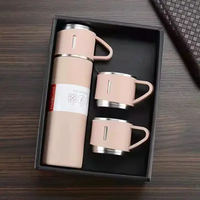 Edelstahl-Thermobecher-Set mit drei Deckeln und Geschenkbox - 12