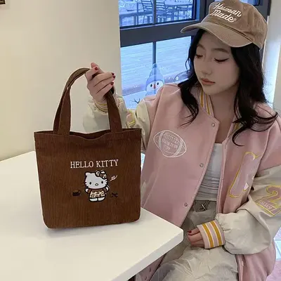 Neue Original KT Katzen Cord Handtasche Kosmetiktasche mit gehobener Optik Mini vielseitig große Kapazität Wasser- und Creme Aufbewahrungstasche Tragbar - 3