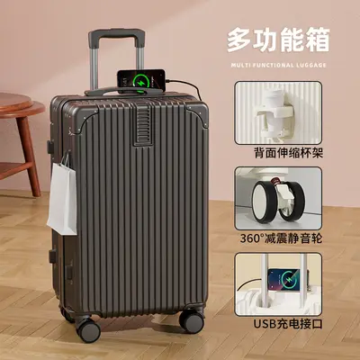 Travel Suitcase with Brake Wheels and Combination Lock, Large Capacity Retro - 12