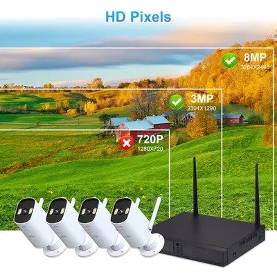 Sınır ötesi NVR sabit disk video kayıt cihazı seti icsee su geçirmez kamera fabrikası kablosuz yüksek çözünürlüklü CCTV izleme paketi - 5