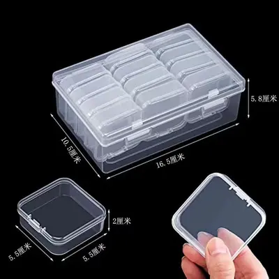 Clear plastic storage box set, square shape, desktop organizer - 7