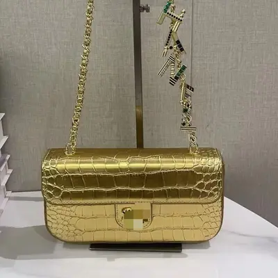 Cross-border Crocodile Texture Handbag with Top Handle Mini Chain Bag Vintage Commuter Versatile Shoulder Crossbody Bag - 9