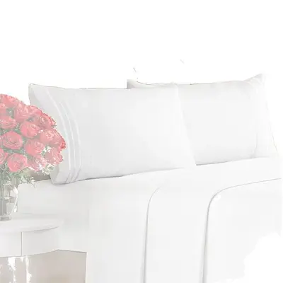 Solid Color Four-Piece Bedding Set with Fitted Sheet