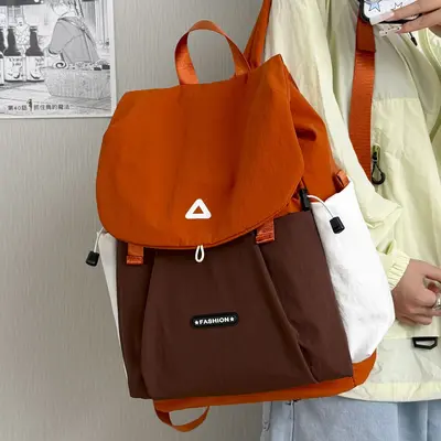 Contrast Color Drawstring Backpack, Large Capacity Outdoor