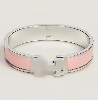 H letter pure silver bracelet, gold plated, couple style - 7