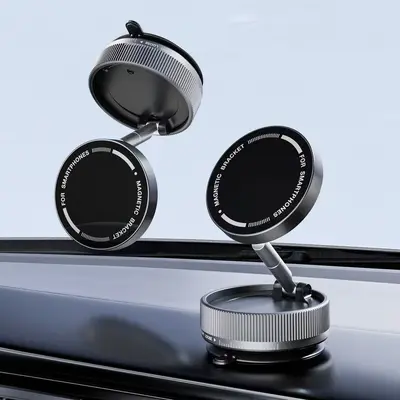 Foldable Car Phone Holder with Vacuum Suction and Magnetic Mount - 7