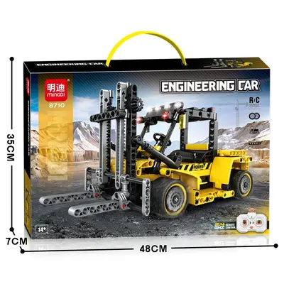 Mingdi 8710 Uzaktan Kumandalı Forklift Ekskavatör Yapı Blok Oyuncak Seti - 5