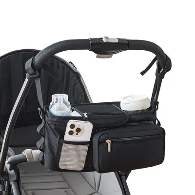 Baby Stroller Hanging Storage Bag with Mommy Pouch and Bottle Organiser - 7
