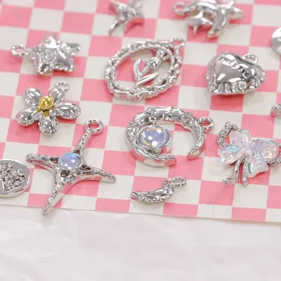 Silver Zircon Bow, Cross, Star and Rose Pendant for Handmade DIY Jewelry Making