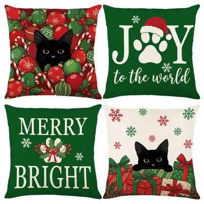 Winter New Christmas Custom Printed Pillow Cover Cross-border Christmas Decorative Sofa Cushion Cover Bedroom Throw Pillow Case - 12
