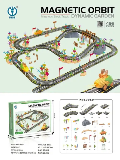 Magnetic Building Tiles with Electric Track Puzzle, Children's Gift - 11