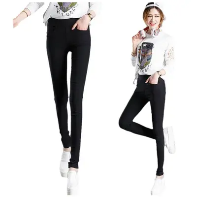 Women's Ankle-Length Pencil Pants with Front and Back Pockets - 5