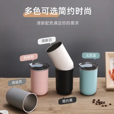 Kapaklı yeni moda internet ünlü kahve fincanı, içi çelik, dışarıda plastik, mini küçük kapasiteli pipetli bardak, ev tipi basit gargara saklama kabı. - 5