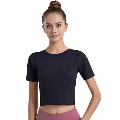 Short sleeve yoga top, sports fitness, backless