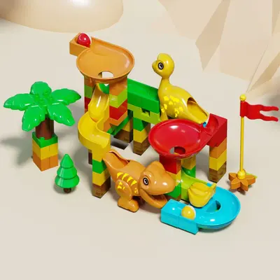 Building Block Set with Slide Track and Marble Run, Ages 3-6 - 8