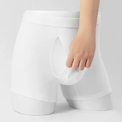 Herren-Boxershorts aus 60er Kammgarn-Baumwolle, seitlicher Schlitz, schmale Passform