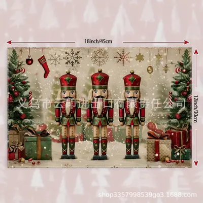 Christmas Digital Print Four-Piece Table Set with Runner and Coasters - 13
