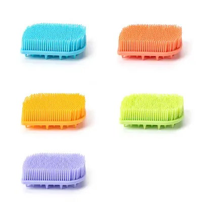 Home silicone bathroom brush bath brush massage detoxifying shampoo brush soft hair peeling cleansing cute face washing brush - 10