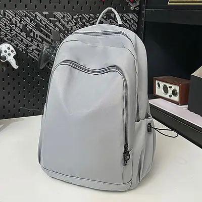 Korean Style Solid Color Large Capacity Backpack, School and Daily Travel - 11