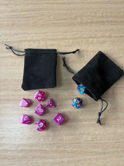 DnD polyhedral dice set, marble pattern transparent, 7 pieces