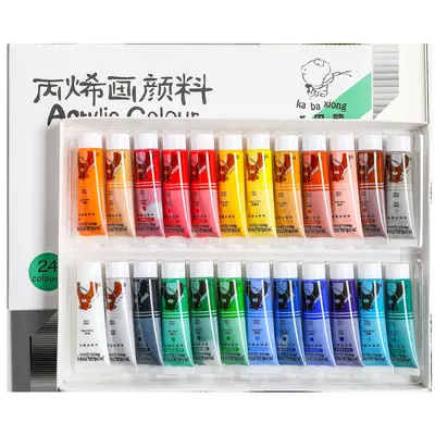 咔巴熊丙烯画颜料12/24色初学者套装diy彩绘墙绘画画盒装学生奖励 - 6